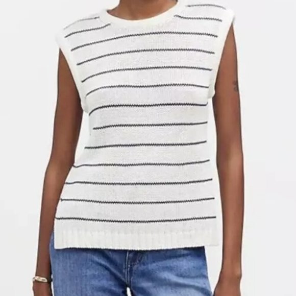 Madewell Women's Size Medium Striped Melina Top Shirt Sleeveless - Picture 3 of 9
